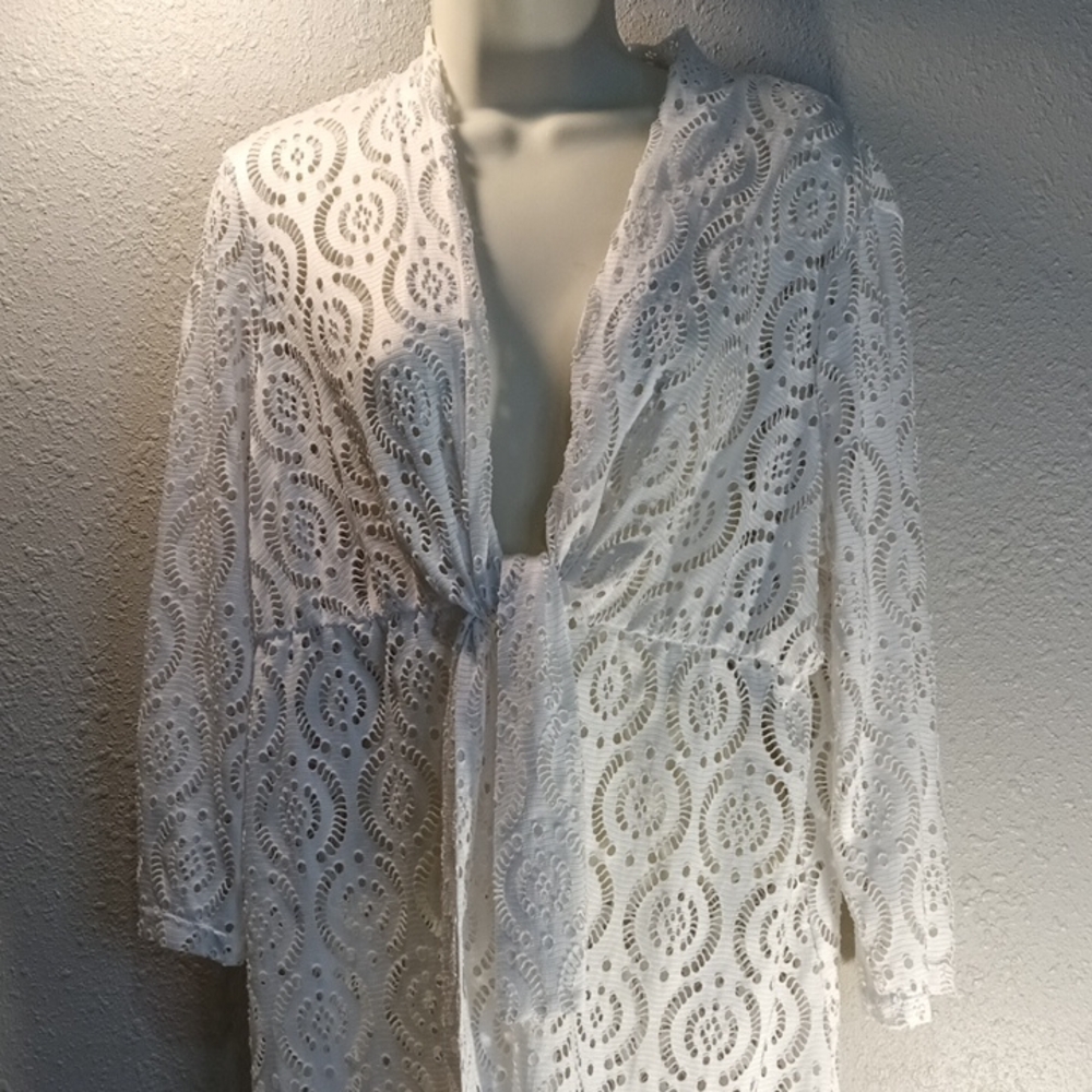 Catalina White Lace Tie Front Cardigan